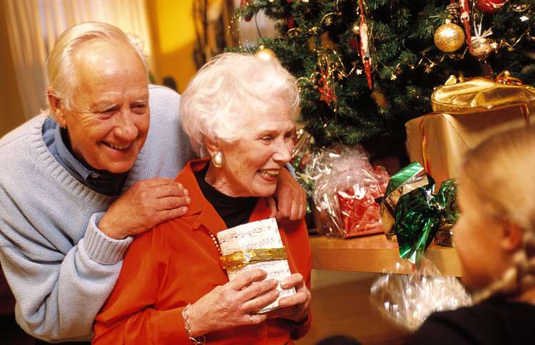 Guideposts: Grandparents greet their grandchildren on Christmas morning